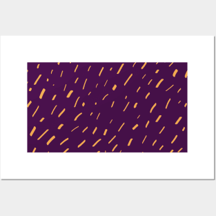 Yellow dashes on purple trendy pattern. Posters and Art